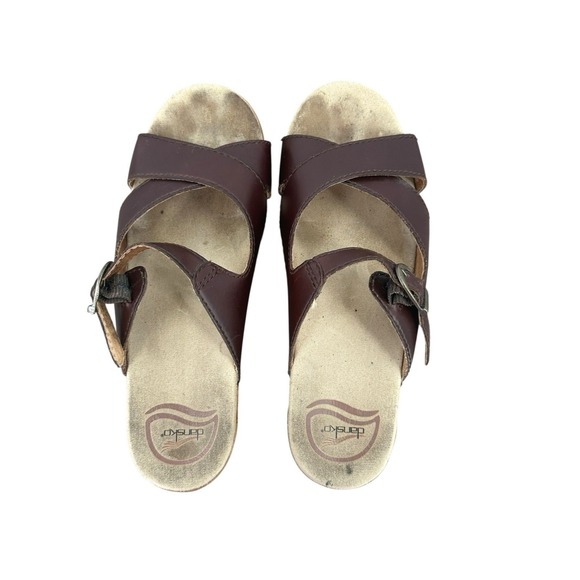 Dansko Sela Clogs Oxblood Buckle Open Toe Sandal Shoes Women EU 37 US 6.5-7 - Picture 1 of 6